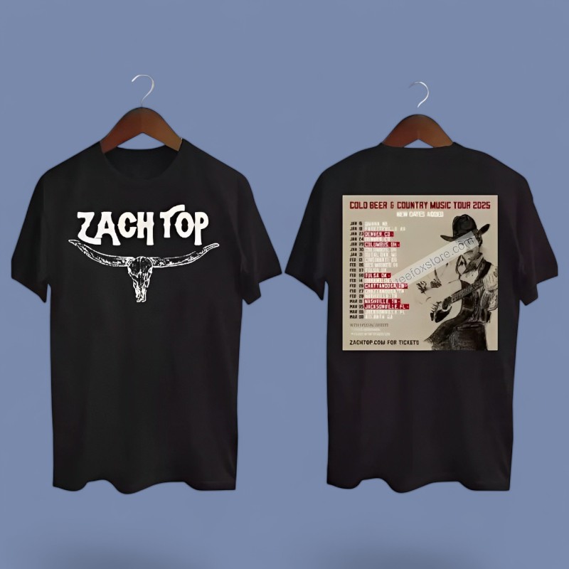 Zach Top Cold Beer & Country Music Tour 2025 Black, Zach Top Cold T-Shirt
