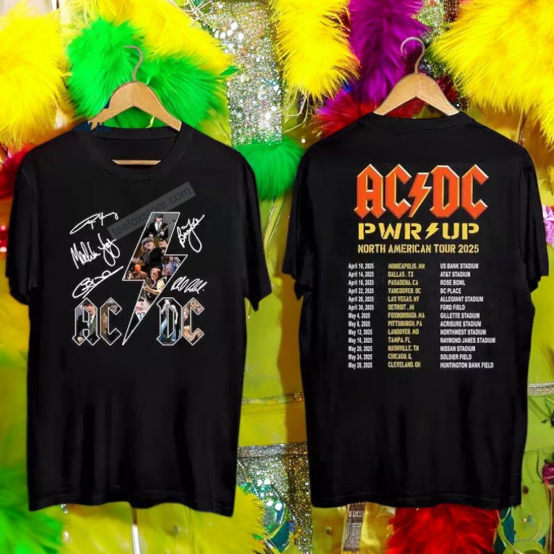 Pwr Up Tour 2025 ACDC Rock Band, Pwr Up Tour T-Shirt