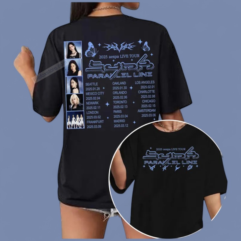 Aespa Synk Parallel Line World Tour 2025 For Fans, Aespa Synk Parallel T-Shirt