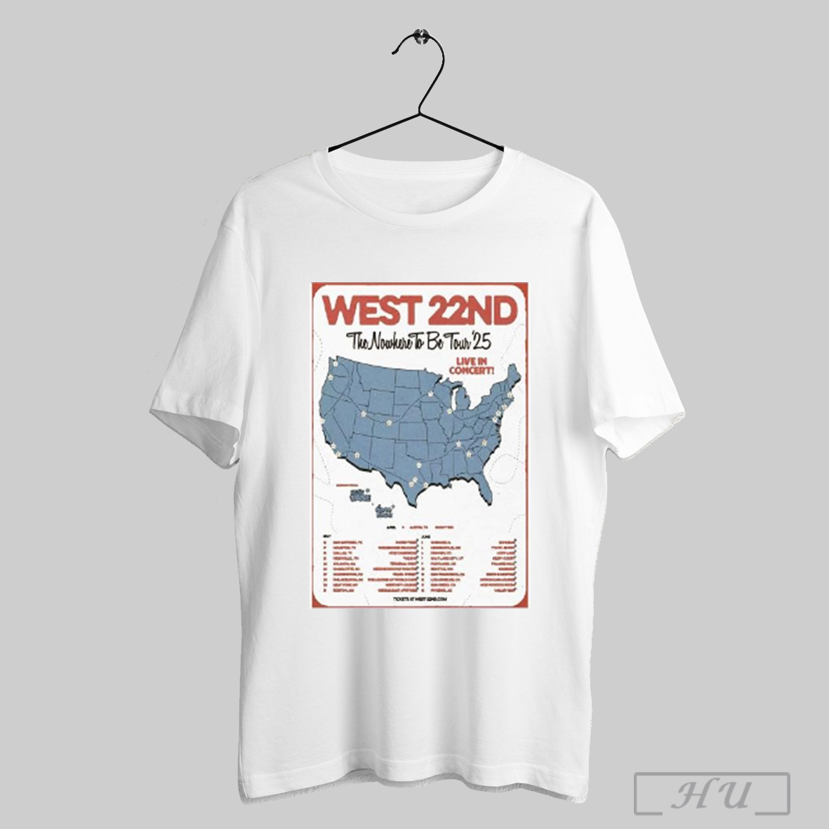 New West 22nd The Nowhere To Be Tour 2025 Live In Concert s, West 22nd T-Shirt