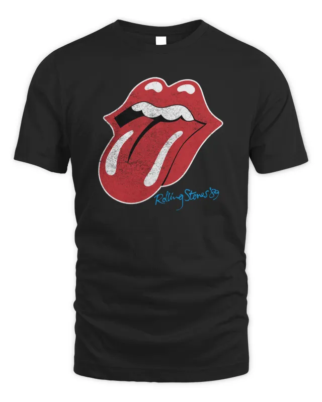 New The Rolling Stones Merch ’89 Distressed Classic Tongue Logo Shirt