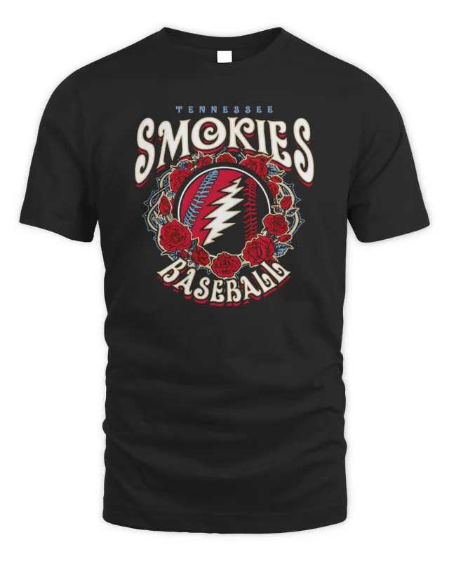 New Milb Store Smokies Baseball Grateful Dead Rose Shirt