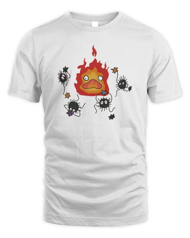 Studio Ghibli Merch Fire Demon Calcifer And Soot Sprites T-Shirt