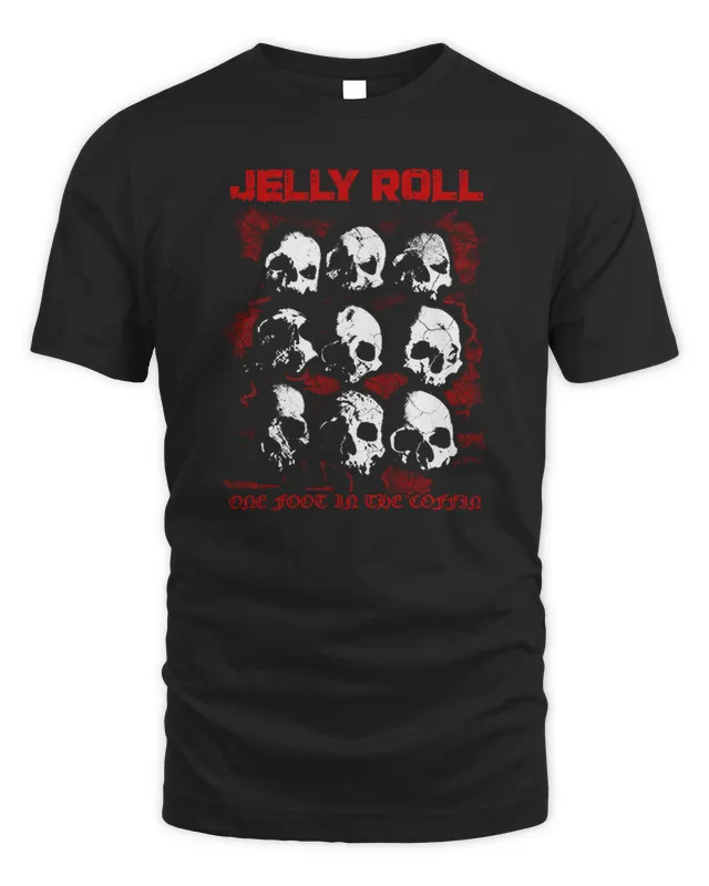 New Jelly Roll Merch Coffin Skull T Shirt