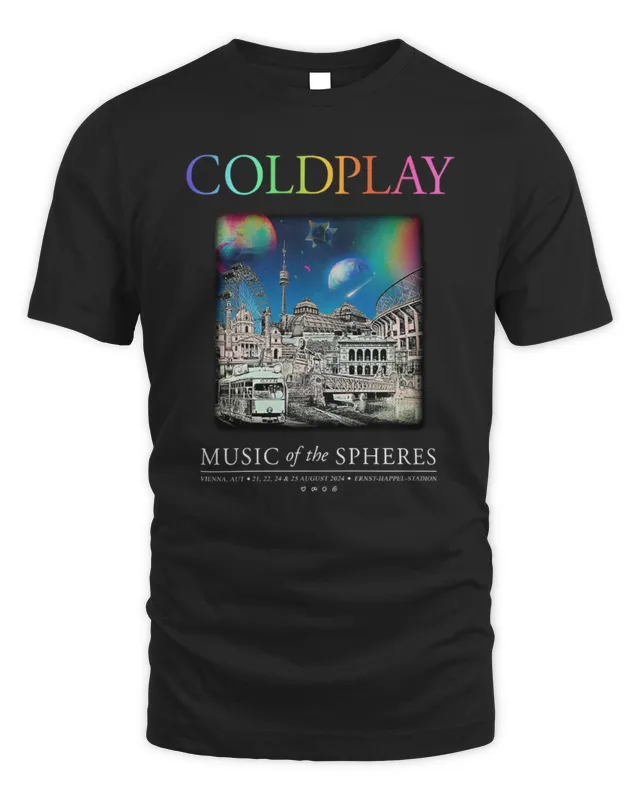 New Official Coldplay Music Of The Spheres World Tour Tee Black