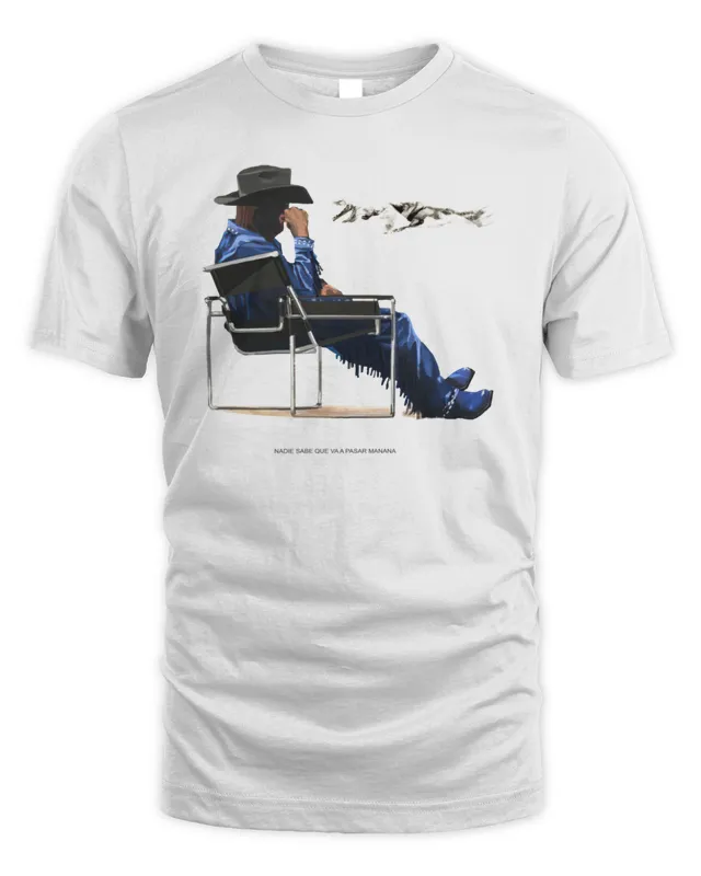 New nadiesabeloquevaapasarmanana.com Merch Bad Bunny Sitting Cowboy T-Shirt Nadie Sabe Bad Bunny Merch