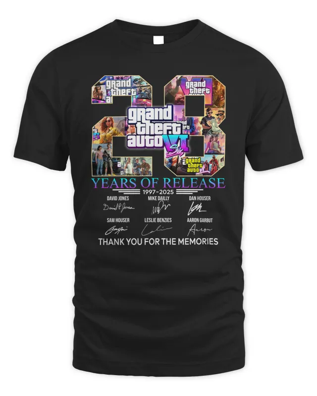 Grand Theft Auto VI 28 Years Of Release Memories Tee Shirt