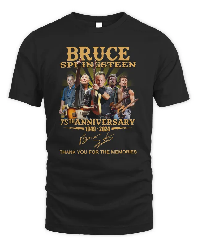 New Bruce Springsteen 75th Anniversary 1949 ? Thank You For The Memories Tee Black