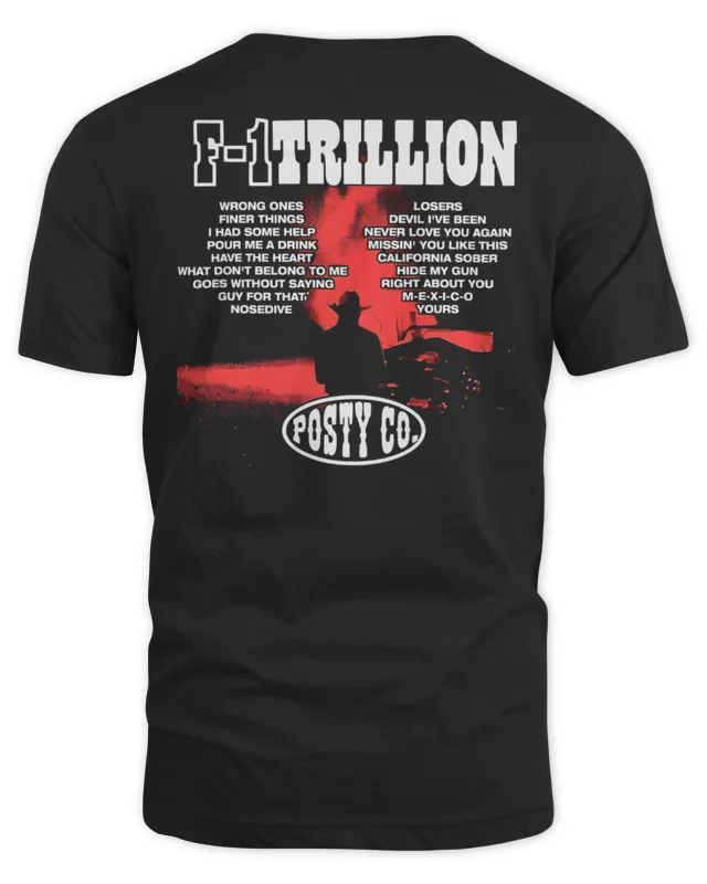 New Post Malone Merch F-1 Trillion Tracklist T Shirt
