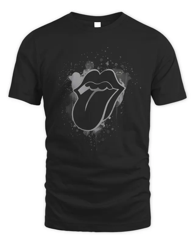 Rolling Stones Merch Paint It Black Tongue Print Shirt