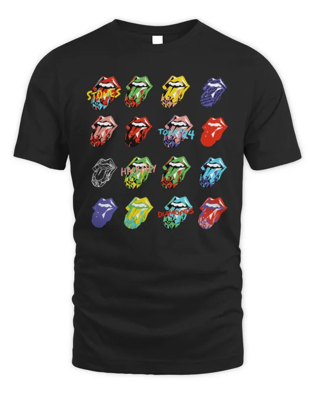 New Rolling Stones Merch Hackney Diamonds Tour Diamond Tongues T-Shirt