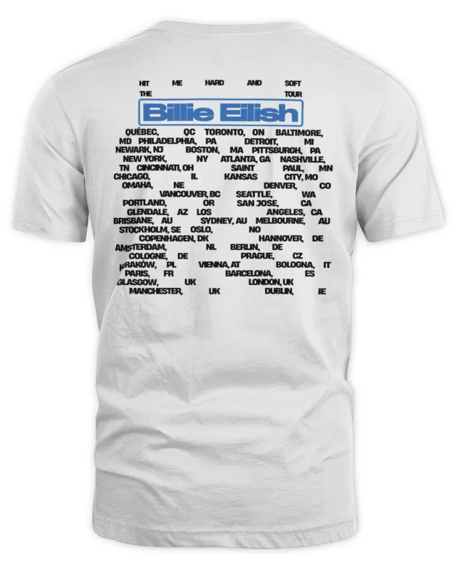 Billie Eilish Merch Billie Photo Tour Shirt White