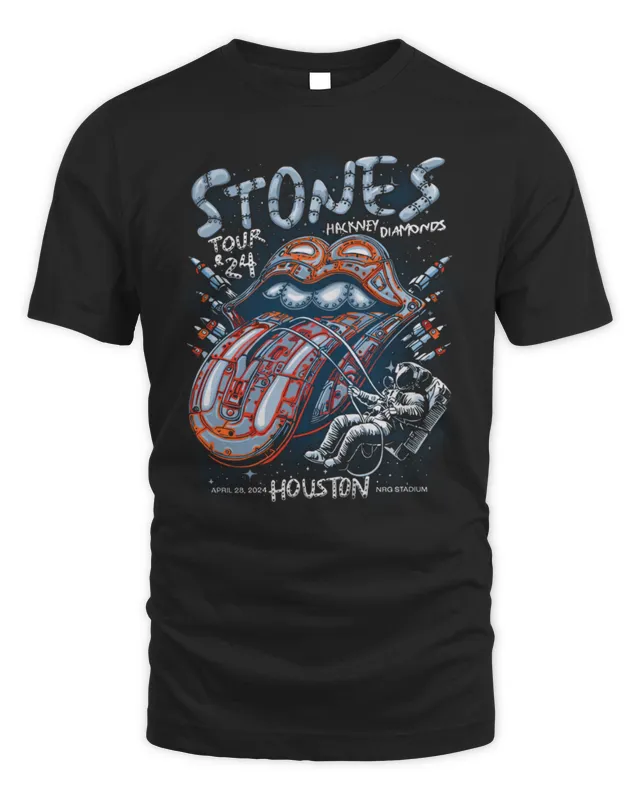 New Rolling Stones Merch Houston, Tx T-Shirt Black