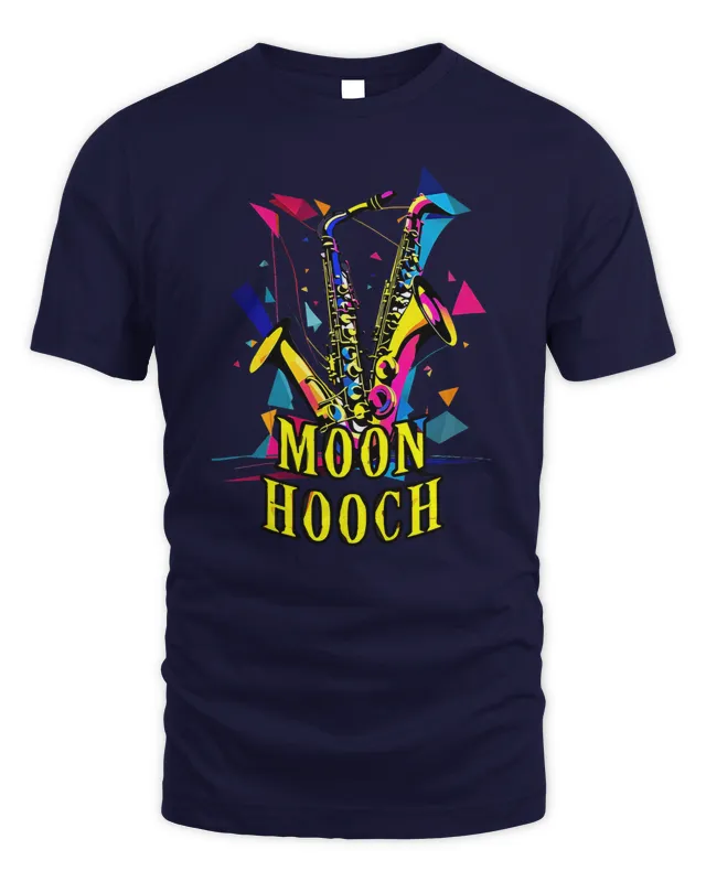 New Moon Hooch Merch Colorblast Sax Tee Shirt Navy