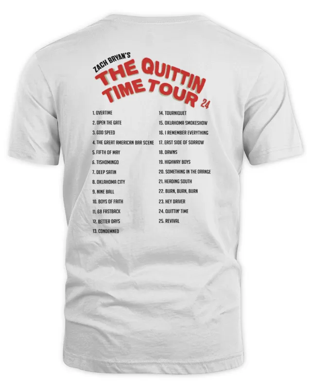 New Zach Bryan The Quittin?Time Tour ?4 Schedule T-Shirt