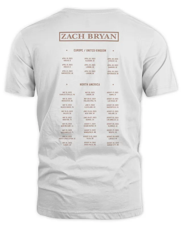 New Zach Bryan Merch Bucking Broncos Tour Tee White