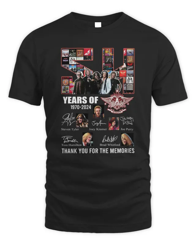 New 54 Years Of 1970- Aerosmith Band Thank You For The Memories Signatures Tee
