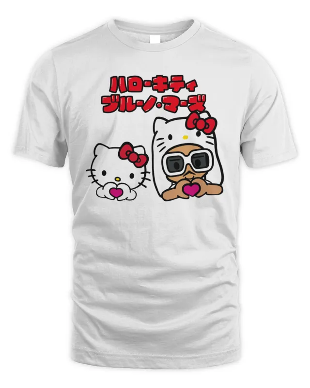 Official Bruno Mars Hello Kitty Tee White