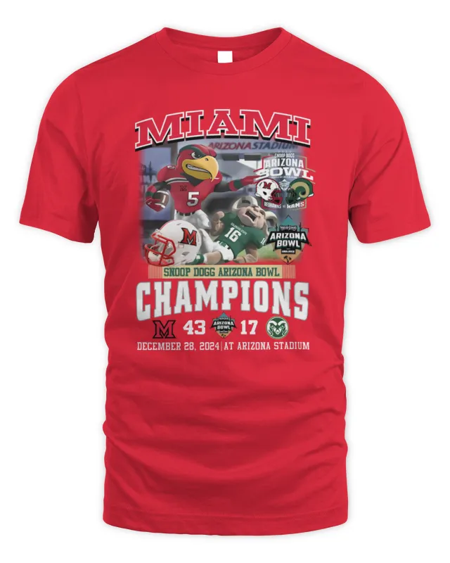 New Miami Seahawks Snoop Dogg Arozona Bowl Champions 2025 T-Shirt Red