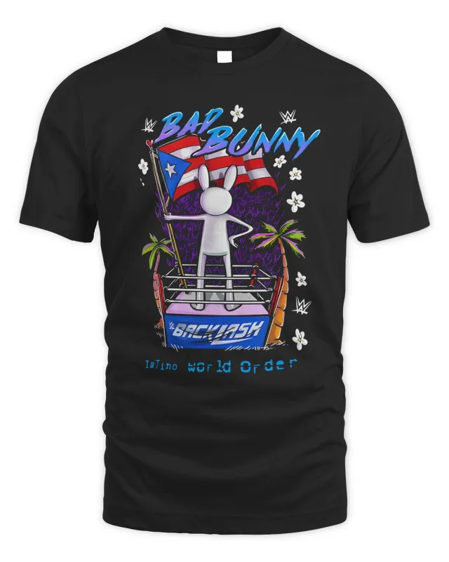 New Official Bad Bunny Puerto Rico Latino World Order Backlash T Shirt