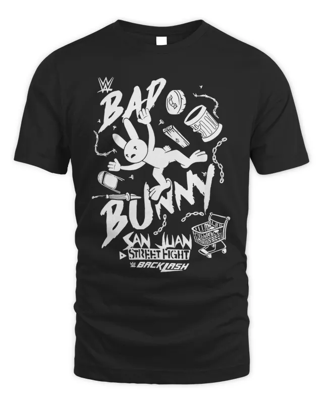 New Wwe Shop Bad Bunny Splash T-Shirt Black