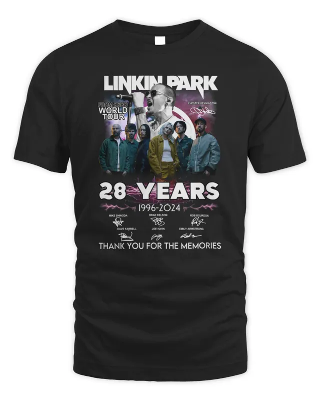 New Official Linkin Park 28 Years 1996- Signature Thank You For The Memories Tee