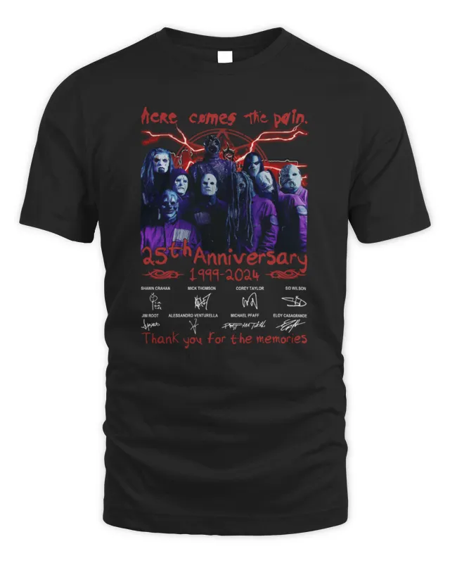 New Official Here Comes The Pain 25th Anniversary 1999- Slipknot Thank You For The Memories T-Shirt