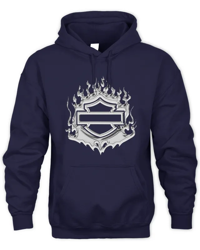 New Hoodie Post Malone Merch Post Malone X H-D Flaming Bar & Shield Hoodie