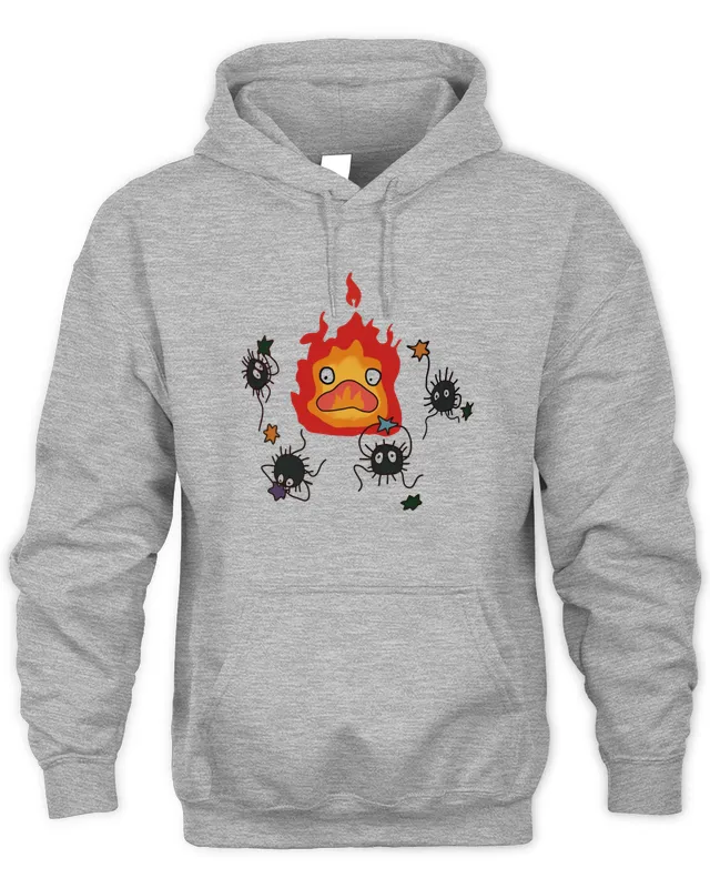 New Hoodie Studio Ghibli Merch Fire Demon Calcifer And Soot Sprites