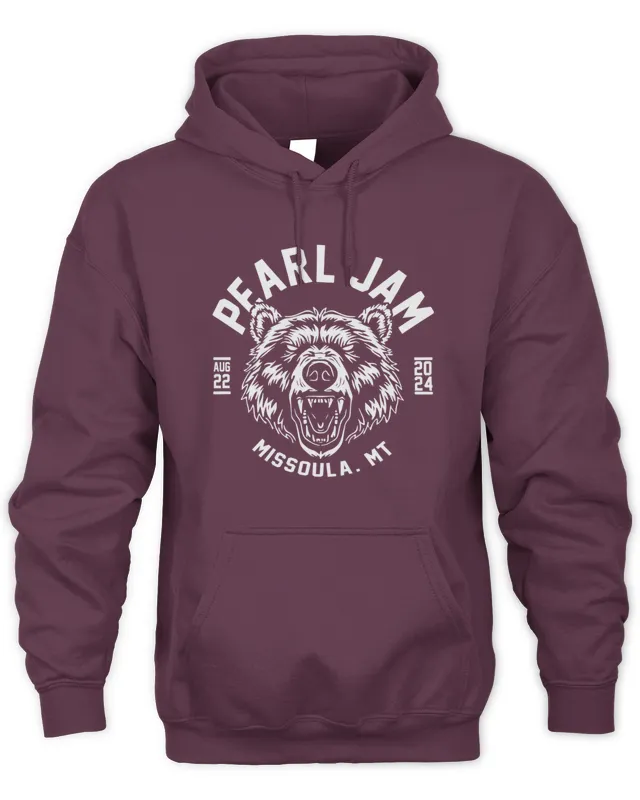 Hoodie Pearl Jam Missoula Merch Tour Grizzly 