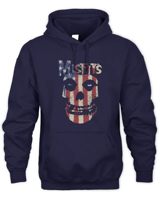 Hoodie Stars and Stripes Fiend Skull Black Tee Misfits Merch