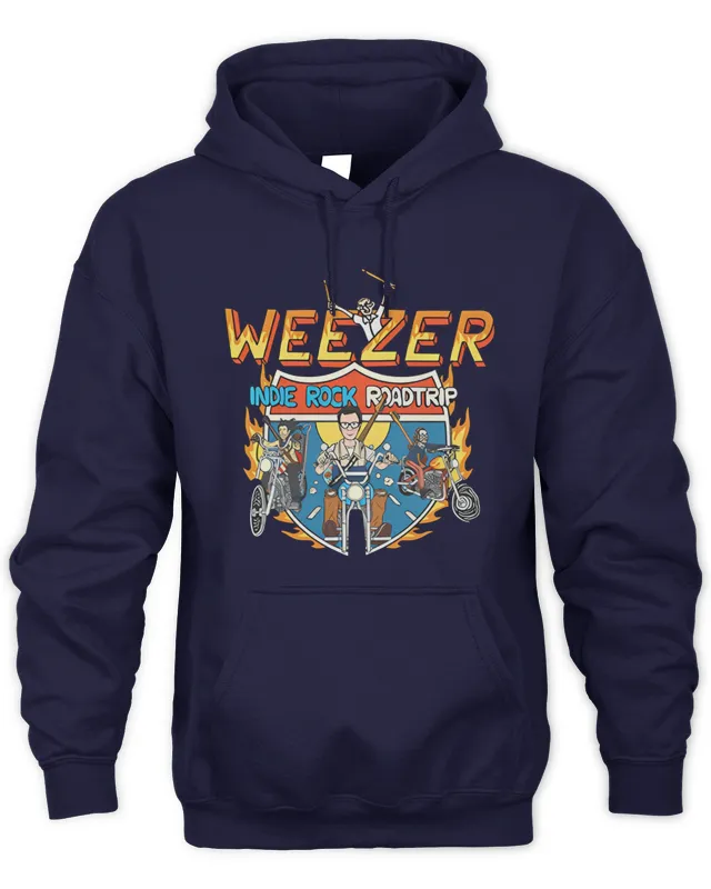 Hoodie Weezer Merch Indie Rock Roadtrip Tour Tee Black