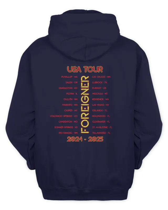 Hoodie Foreigner Official Clothing Usa Tour - 2025 Tee
