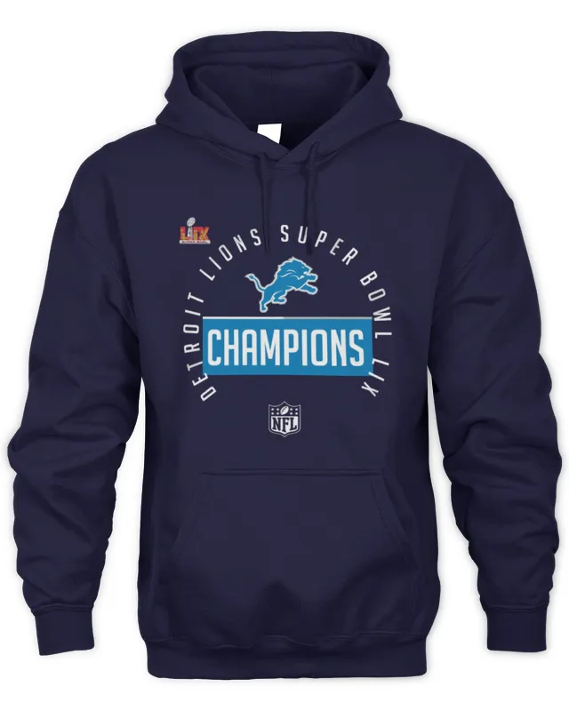 New Hoodie Detroit Lions Super Bowl LIX Champions Locker Room Trophy Collection Tee 2025