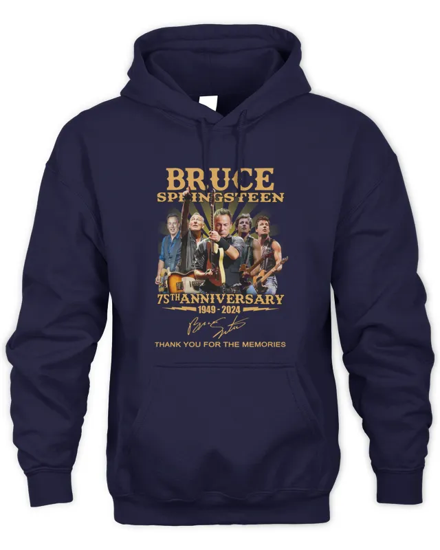 Hoodie Bruce Springsteen 75th Anniversary 1949 ? Thank You For The Memories Tee Black