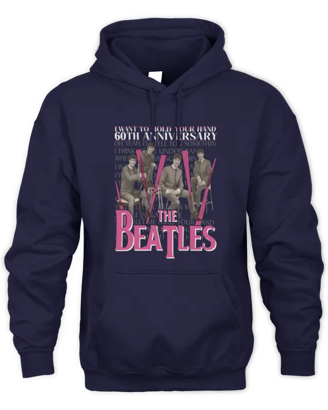 New Hoodie I Want To Hold Your Hand 60th Anniversary The Beatles Black
