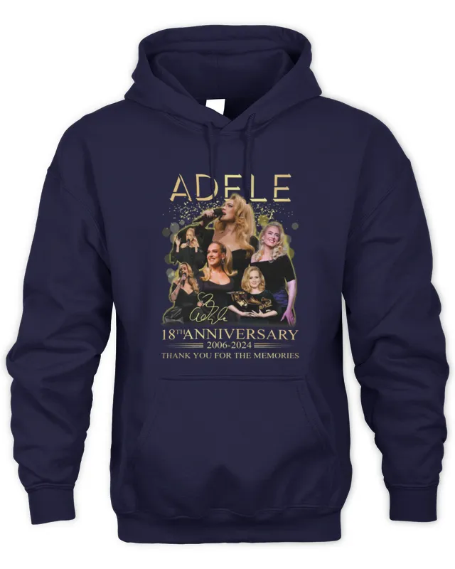 Hoodie Adele Merch 18Th Anniversary 2006- Thank You For The Memories Signature Tee