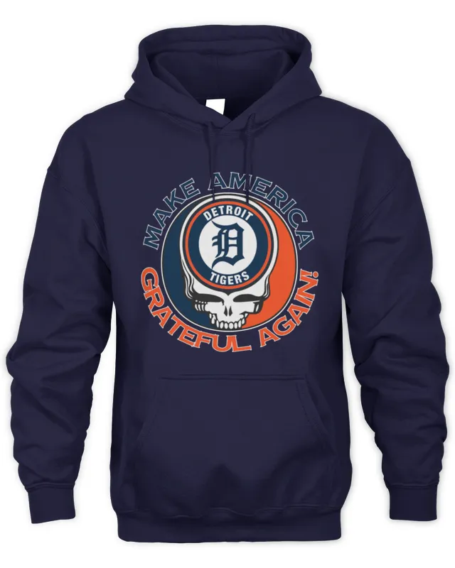 New Hoodie Grateful Dead x Detroit Tigers Make America Grateful Again Logo