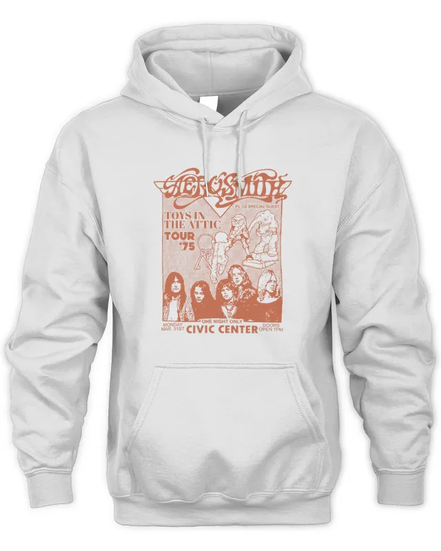 New Hoodie Aerosmith Merch Toys In The Attic Tour ’75 One Night Only Civic Center