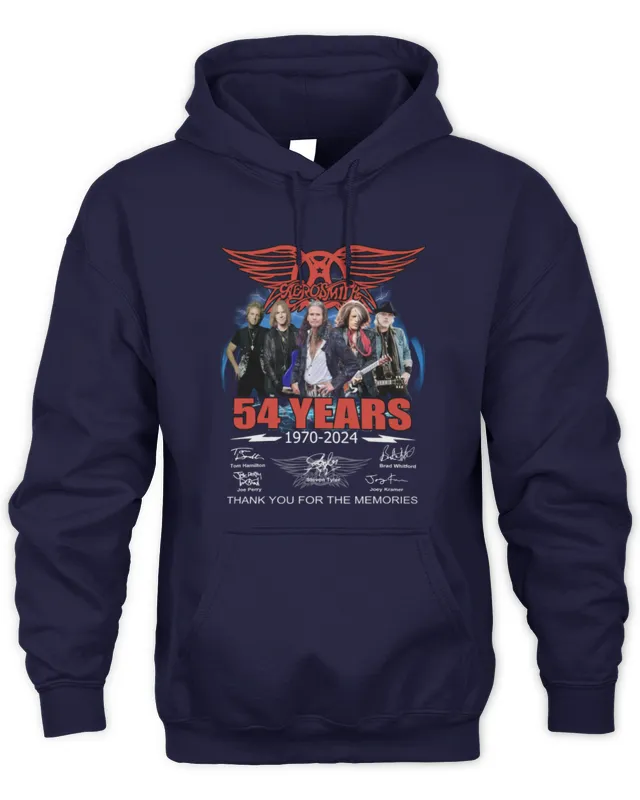 New Hoodie Official Aerosmith 54 Years Of Rock And Memories Thank You Tee