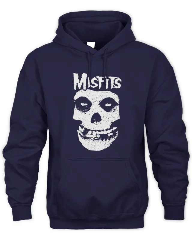 Hoodie Official Misfits Logo Outline Skull Black 