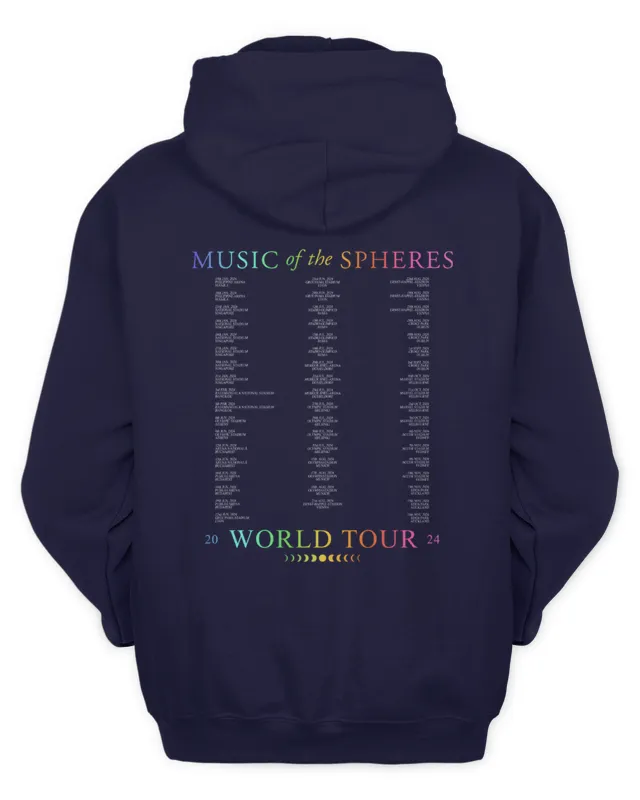 Hoodie Coldplay Merch Helsinki July Music Of The Spheres Tour Tee Black
