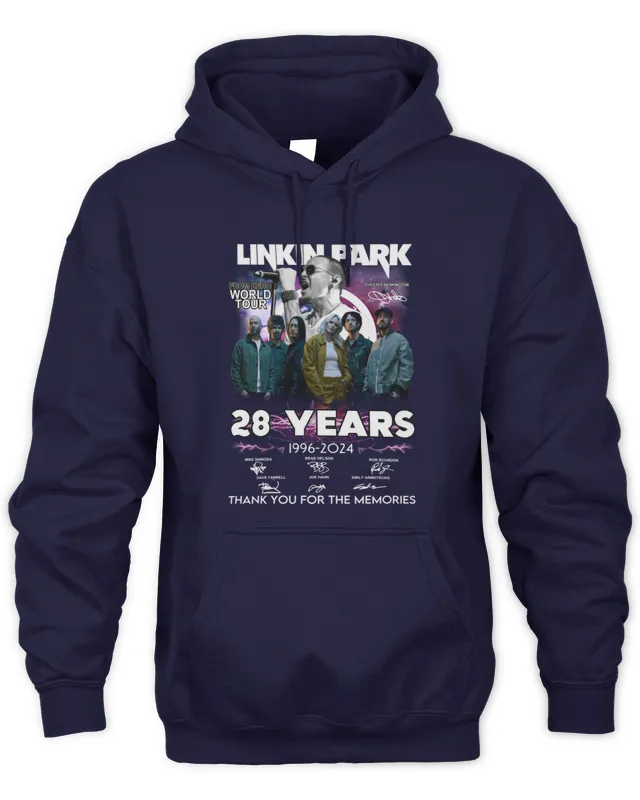 Hoodie Official Linkin Park 28 Years 1996- Signature Thank You For The Memories Tee