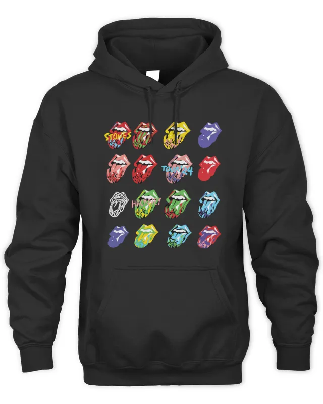 New The Rolling Stones Merch Hackney Diamonds Tour Multi-Tongue Hoodie