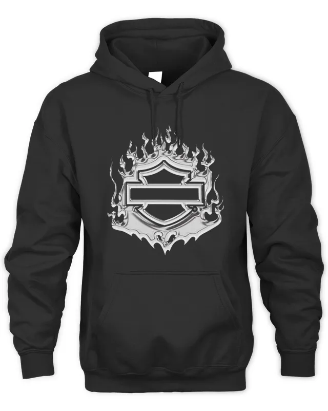 New Post Malone Merch Post Malone X H-D Flaming Bar & Shield Hoodie Hoodie