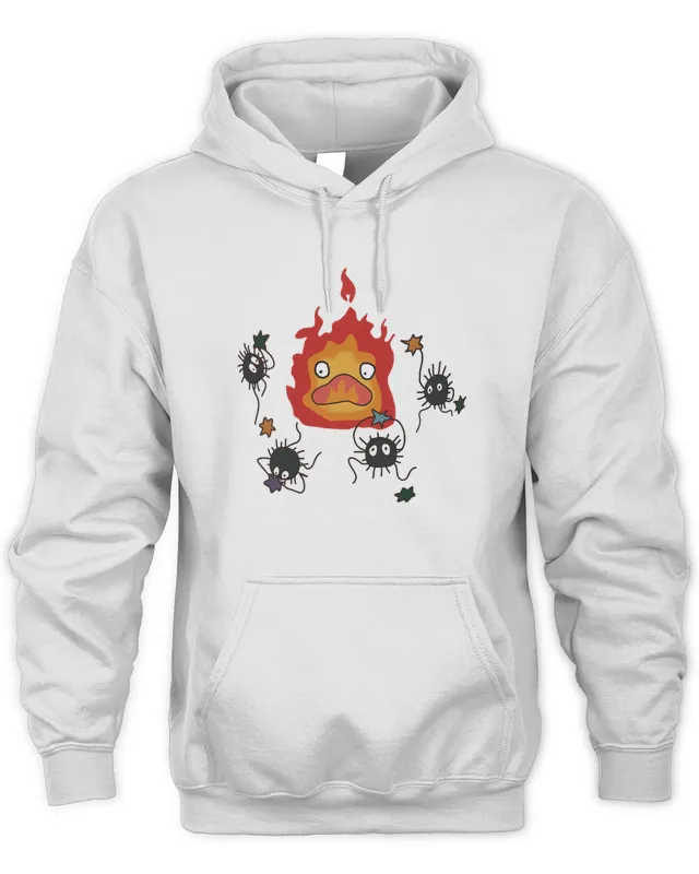 Studio Ghibli Merch Fire Demon Calcifer And Soot Sprites Hoodie