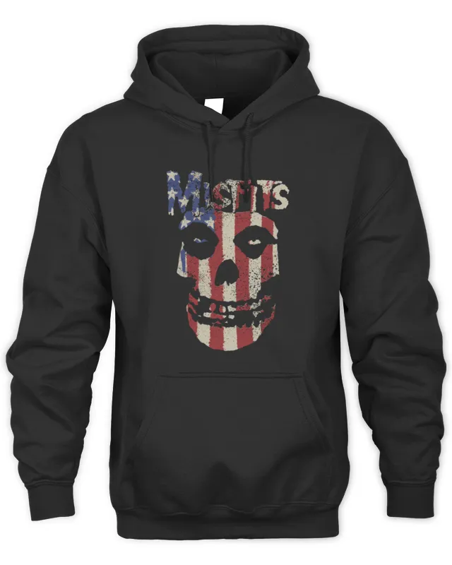 Stars and Stripes Fiend Skull Black Misfits Merch Hoodie