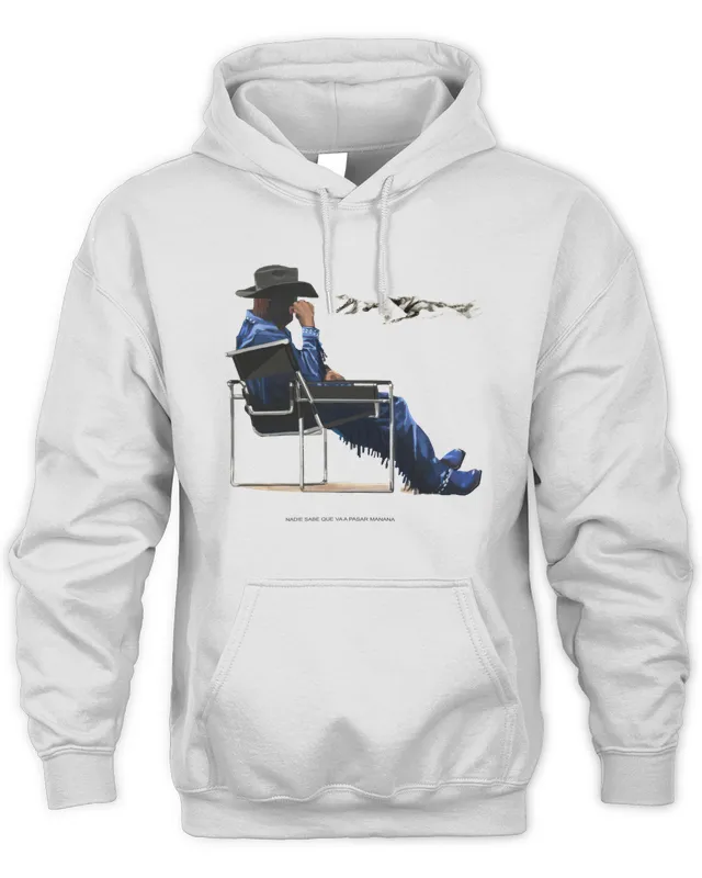 nadiesabeloquevaapasarmanana.com Merch Bad Bunny Sitting Cowboy Nadie Sabe Bad Bunny Merch Hoodie