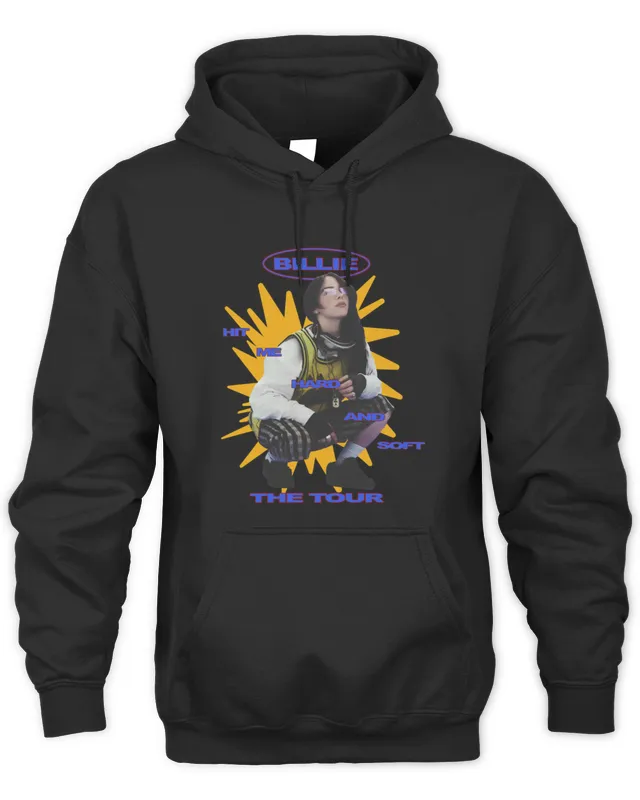 New Billie Eilish Merch Hit Me Hard And Soft World Tour Black Hoodie