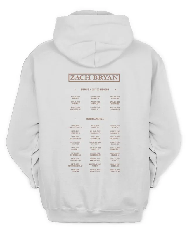Zach Bryan Merch Bucking Broncos Tour White Hoodie